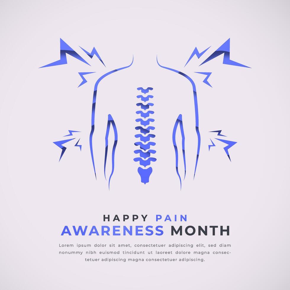 Happy Pain Awareness Month Paper cut style Vector Design Illustration for Background, Poster, Banner, Advertising, Greeting Card