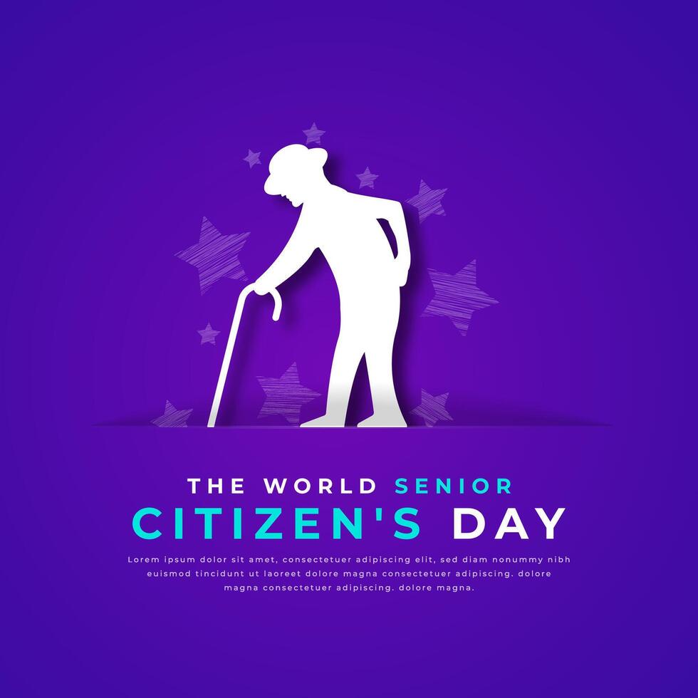 The World Senior Citizen's Day Paper cut style Vector Design Illustration for Background, Poster, Banner, Advertising, Greeting Card