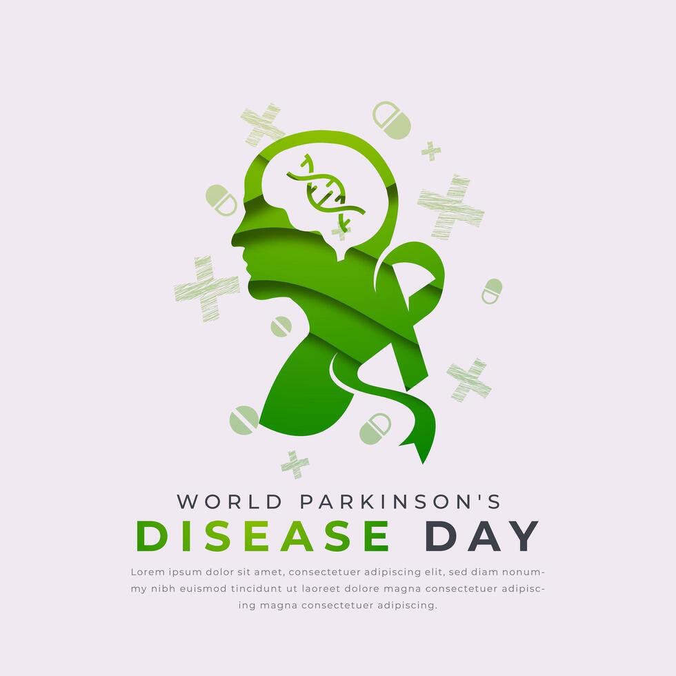 World Parkinson's Disease Day Paper cut style Vector Design Illustration for Background, Poster, Banner, Advertising, Greeting Card