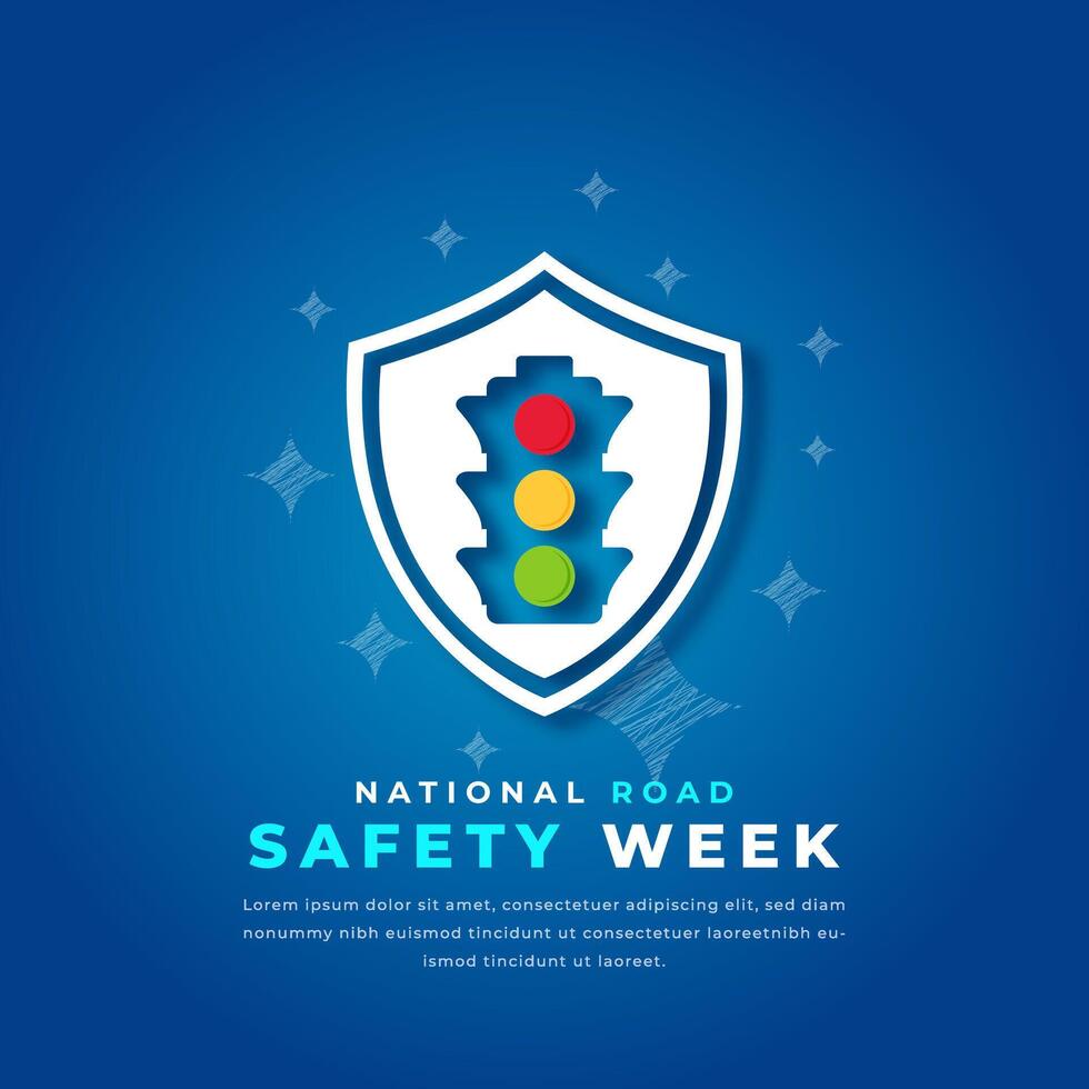 National Road Safety Week Paper cut style Vector Design Illustration for Background, Poster, Banner, Advertising, Greeting Card