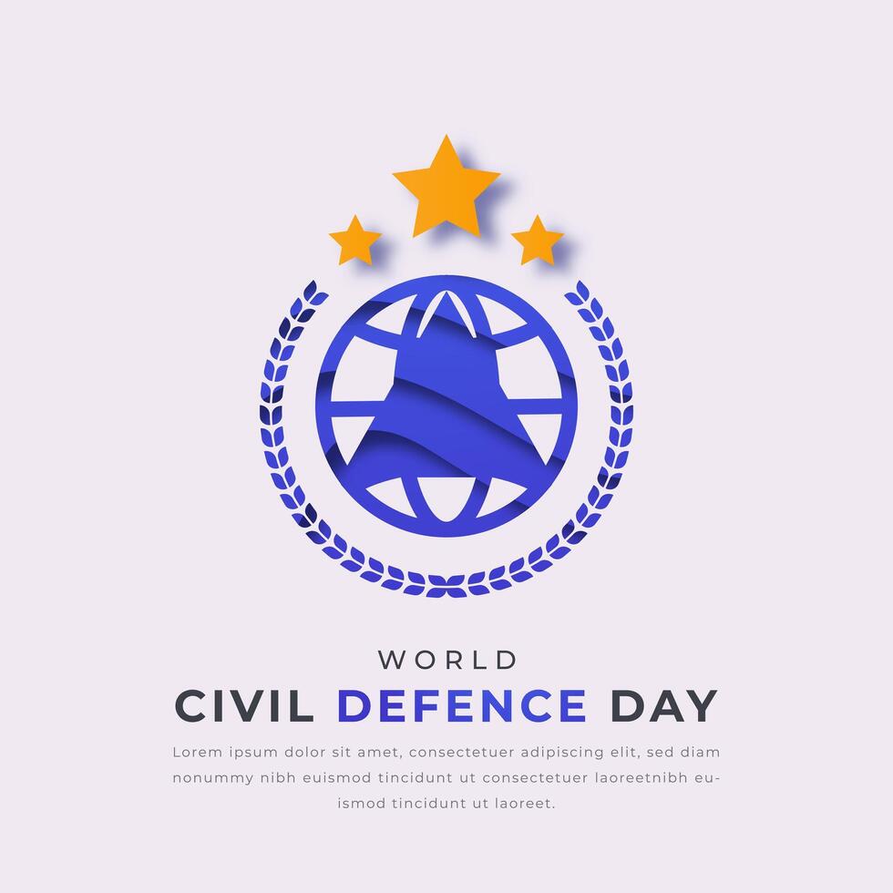 mundo civil defensa día papel cortar estilo vector diseño ilustración para fondo, póster, bandera, publicidad, saludo tarjeta