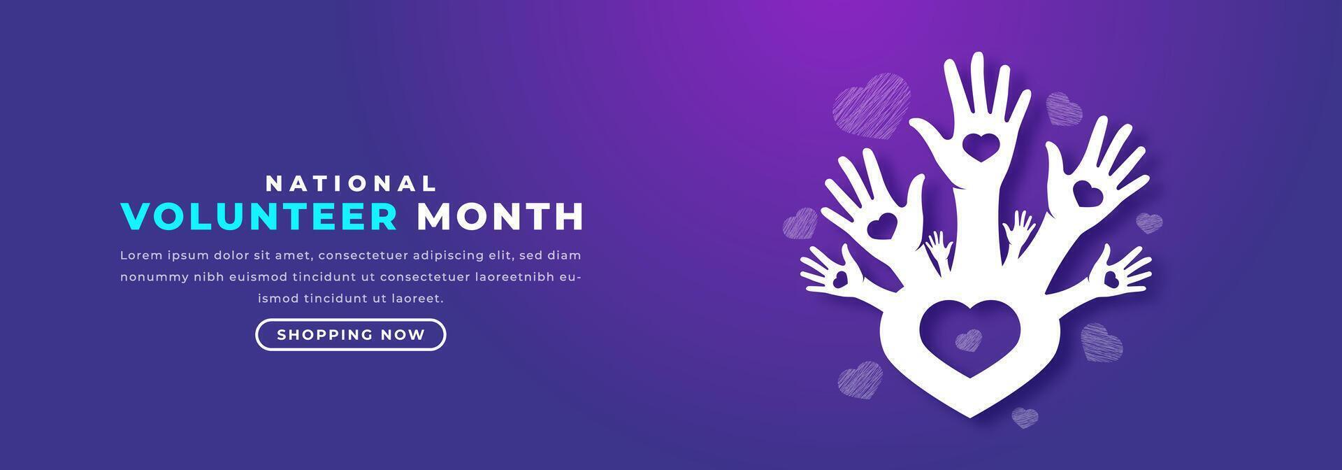 National Volunteer Month Paper cut style Vector Design Illustration for Background, Poster, Banner, Advertising, Greeting Card