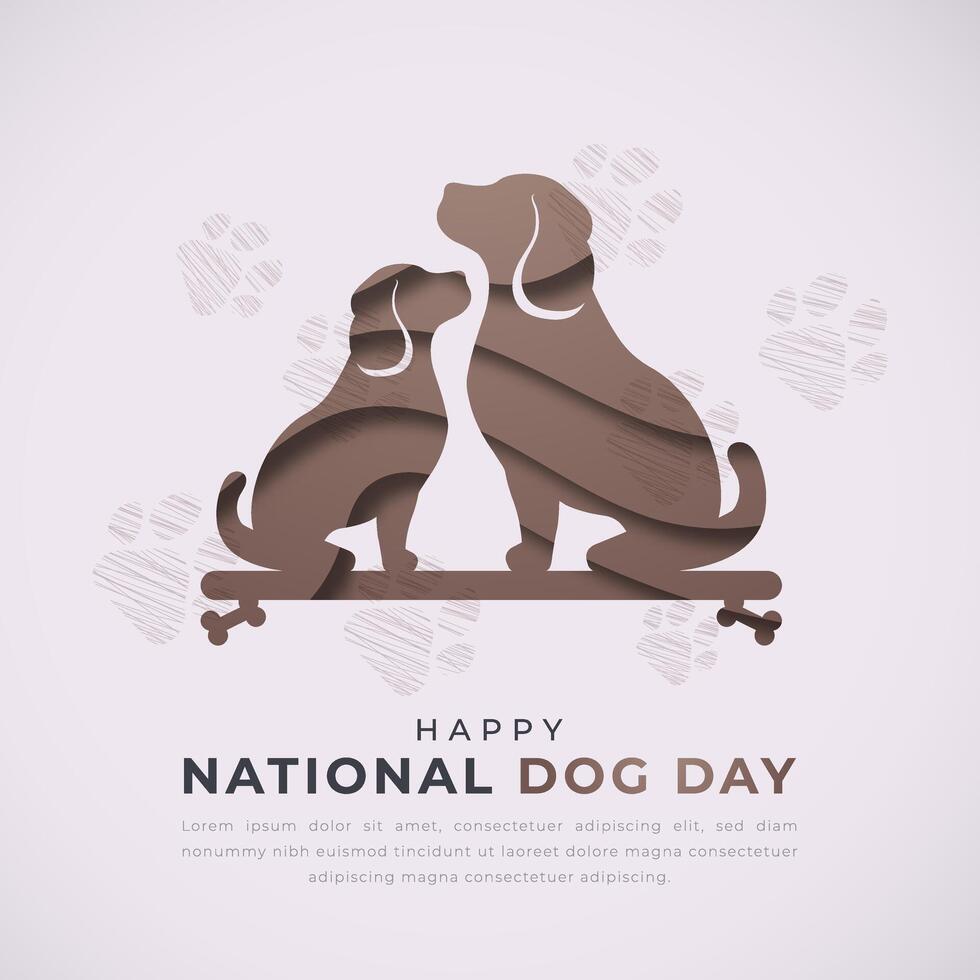 nacional perro día papel cortar estilo vector diseño ilustración para fondo, póster, bandera, publicidad, saludo tarjeta