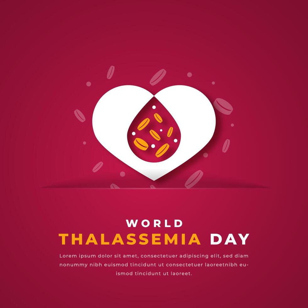 World Thalassemia Day Paper cut style Vector Design Illustration for Background, Poster, Banner, Advertising, Greeting Card