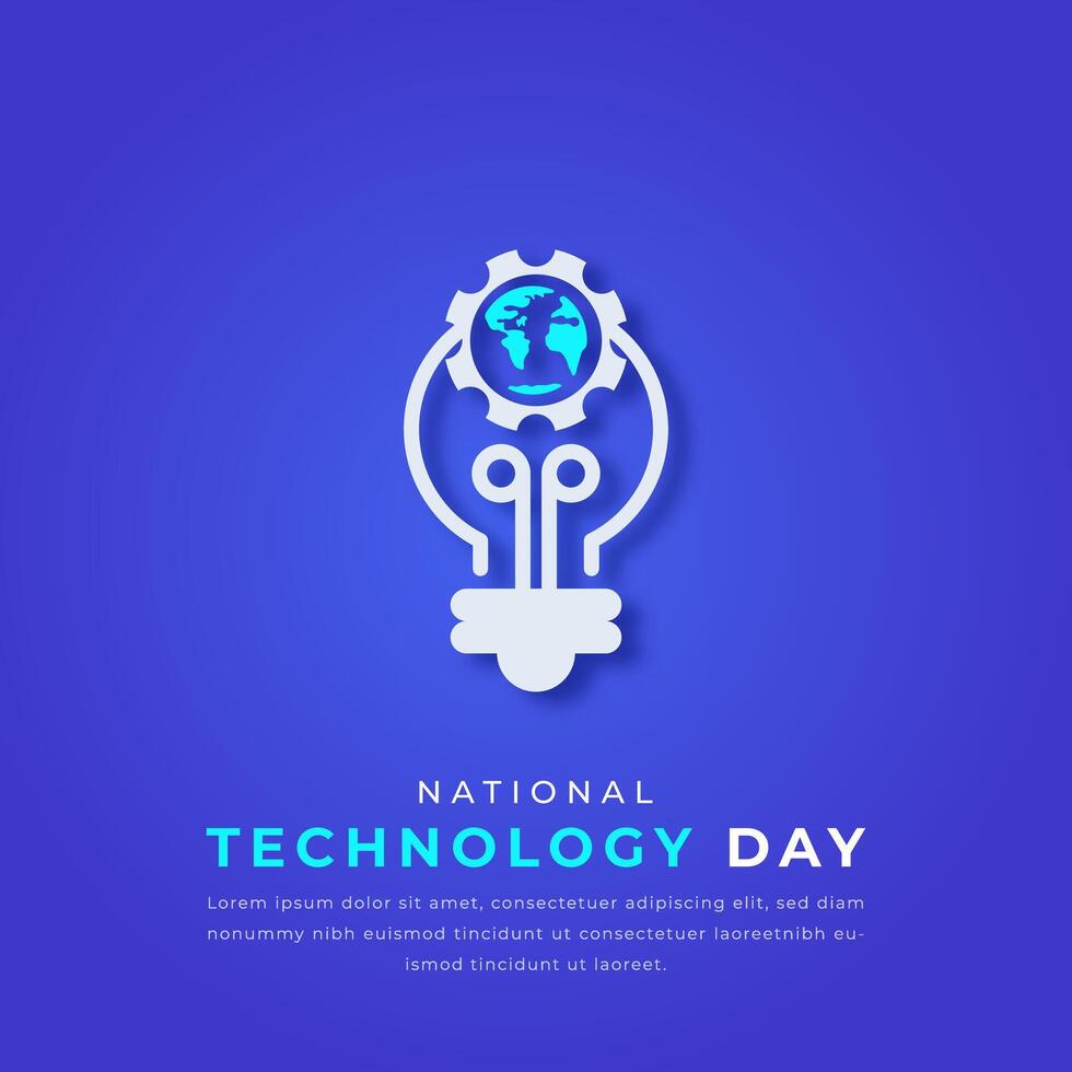 National Technology Day Paper cut style Vector Design Illustration for Background, Poster, Banner, Advertising, Greeting Card