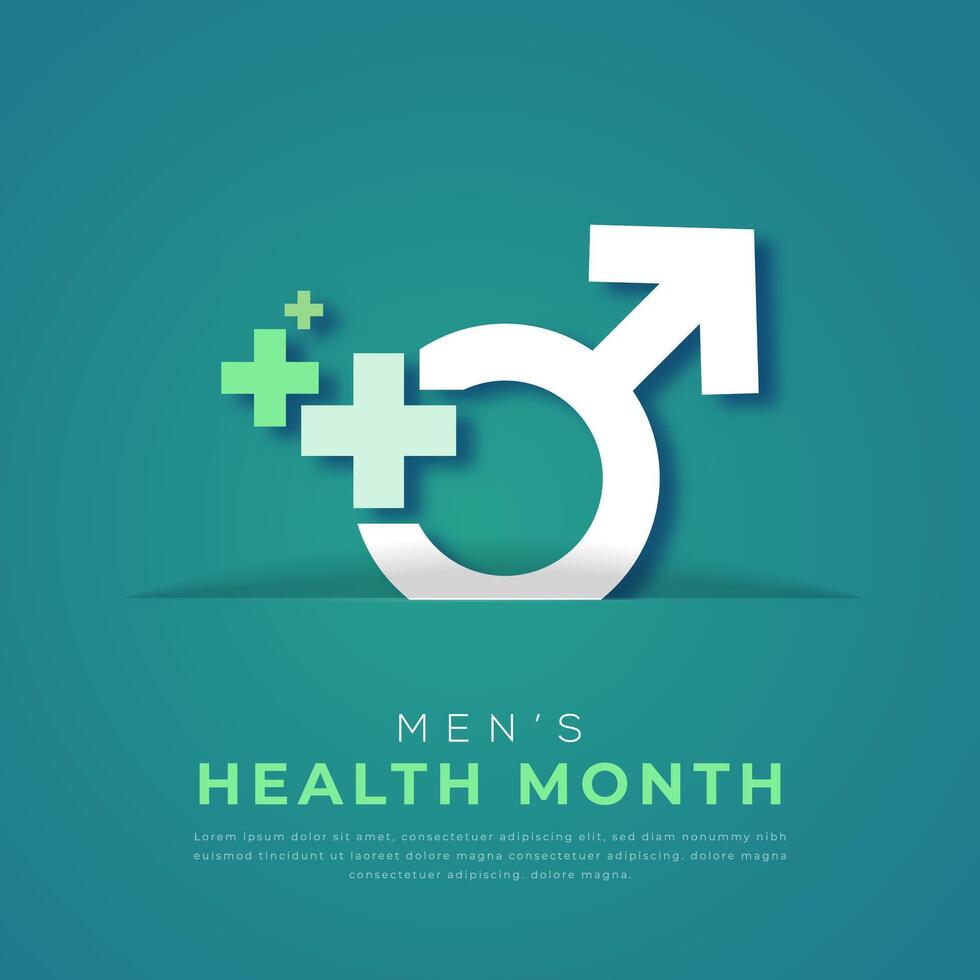 Men's Health Month Paper cut style Vector Design Illustration for Background, Poster, Banner, Advertising, Greeting Card