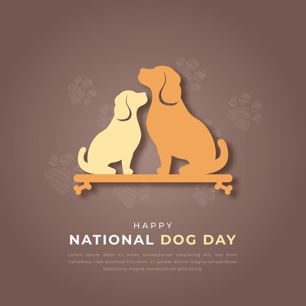 nacional perro día papel cortar estilo vector diseño ilustración para fondo, póster, bandera, publicidad, saludo tarjeta