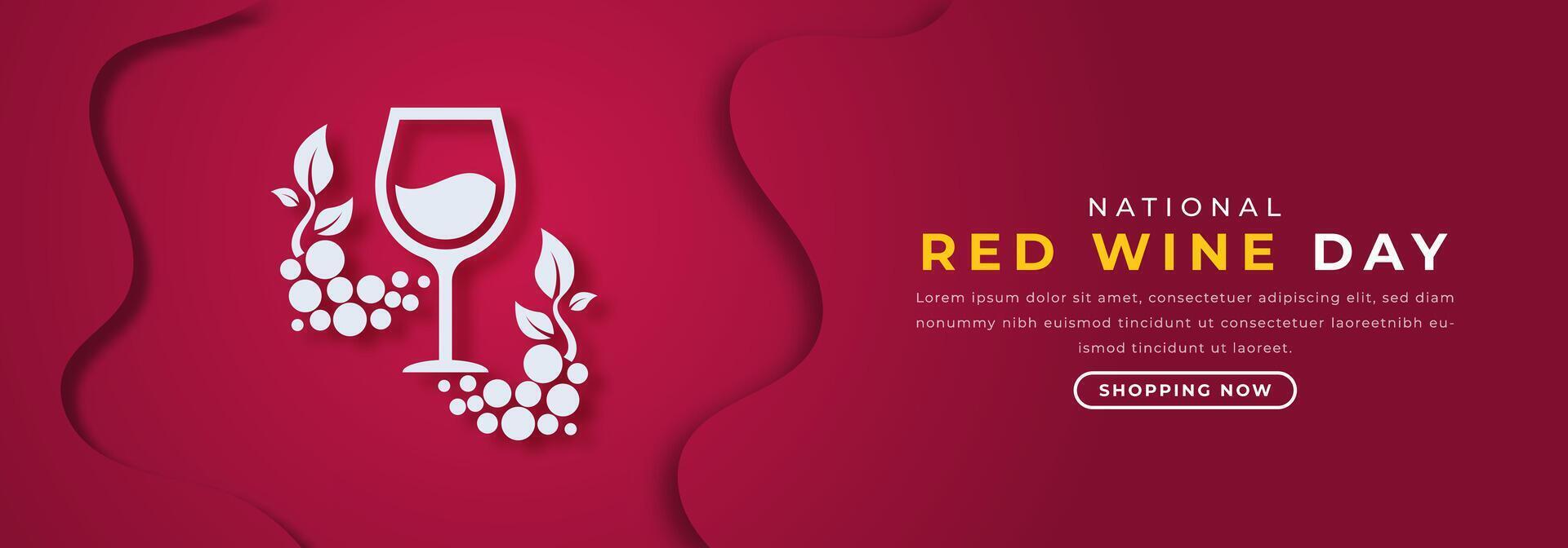 National Red Wine Day Paper cut style Vector Design Illustration for Background, Poster, Banner, Advertising, Greeting Card