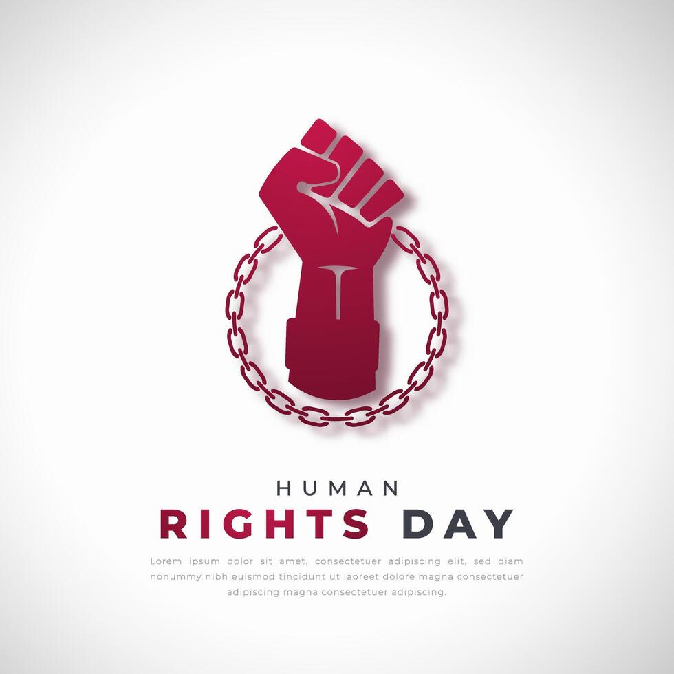 Human Rights Day Paper cut style Vector Design Illustration for Background, Poster, Banner, Advertising, Greeting Card