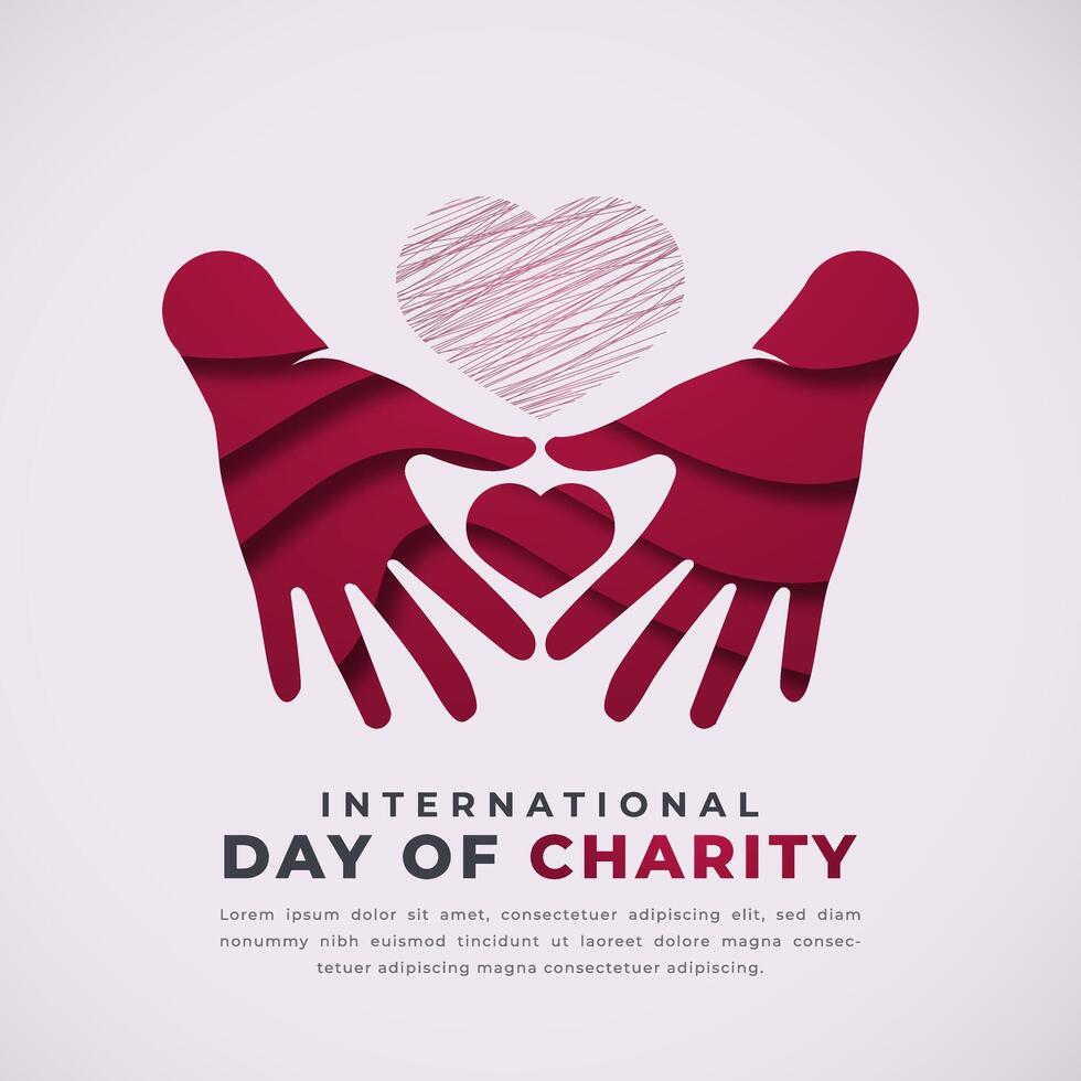 International Day of Charity Paper cut style Vector Design Illustration for Background, Poster, Banner, Advertising, Greeting Card