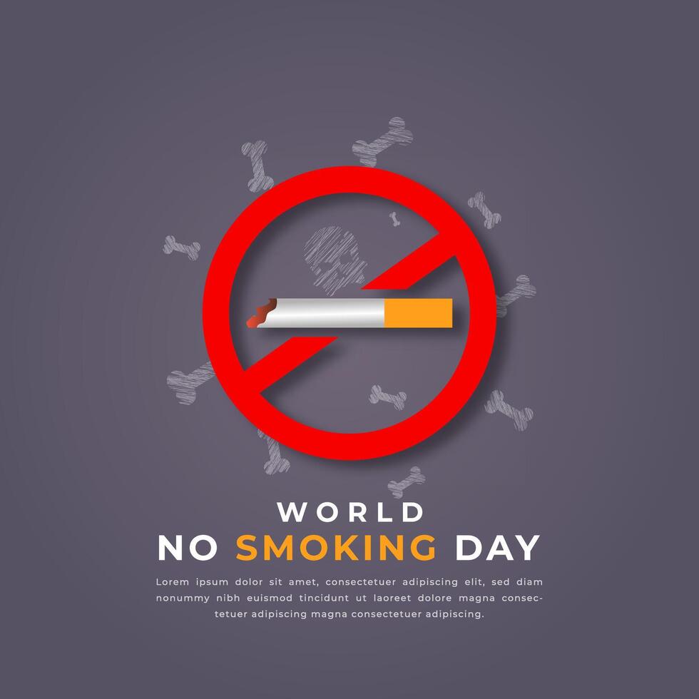 No Smoking day Paper cut style Vector Design Illustration for Background, Poster, Banner, Advertising, Greeting Card