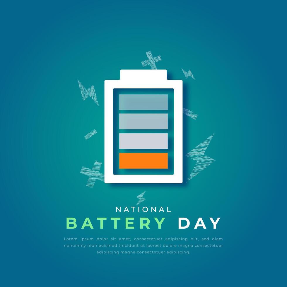 National Battery Day Paper cut style Vector Design Illustration for Background, Poster, Banner, Advertising, Greeting Card