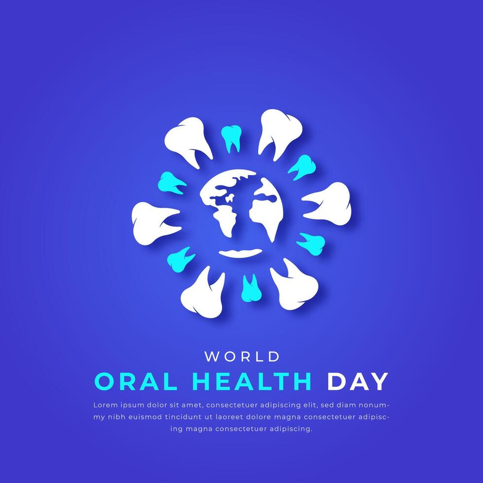 World Oral Health Day Paper cut style Vector Design Illustration for Background, Poster, Banner, Advertising, Greeting Card