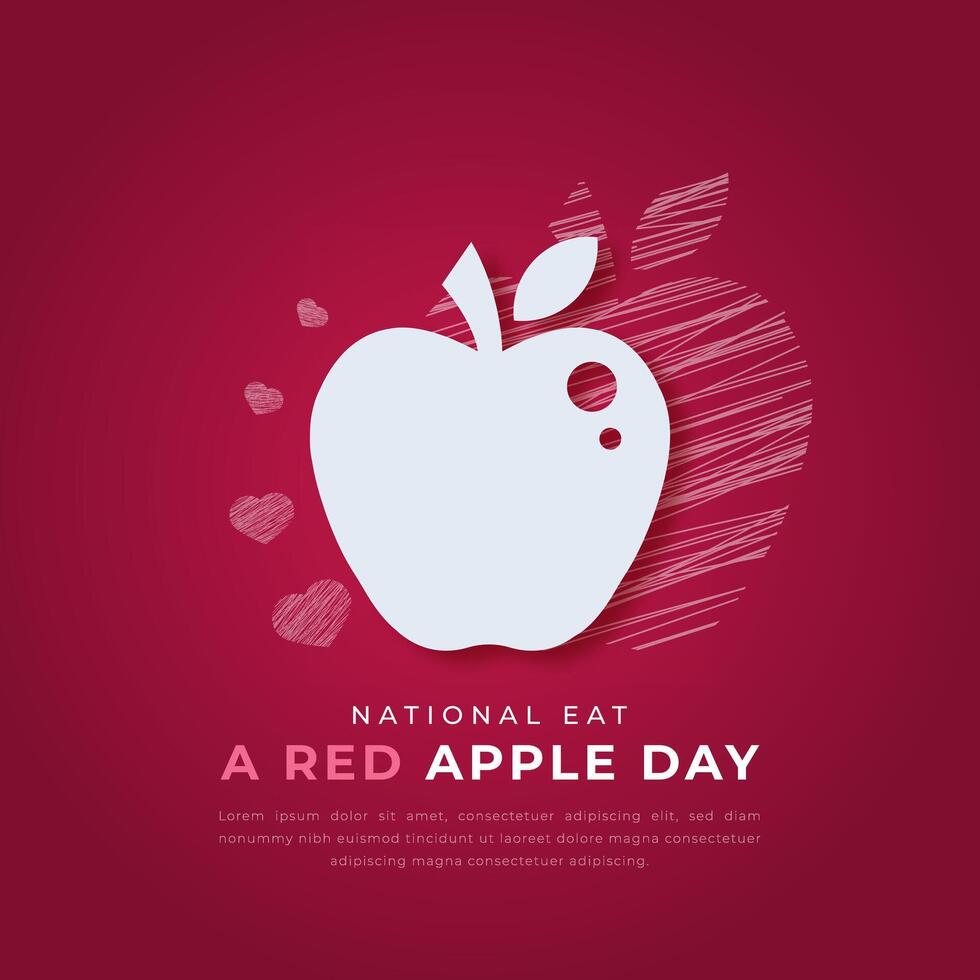 nacional comer un rojo manzana día papel cortar estilo vector diseño ilustración para fondo, póster, bandera, publicidad, saludo tarjeta