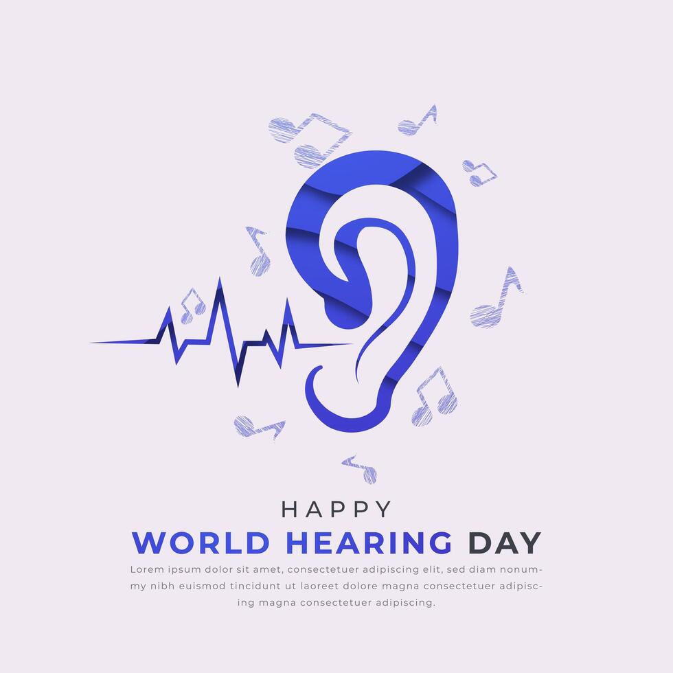World Hearing Day Paper cut style Vector Design Illustration for Background, Poster, Banner, Advertising, Greeting Card