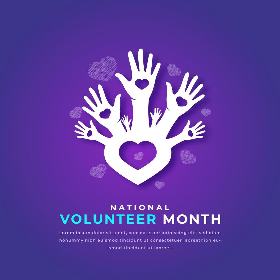 National Volunteer Month Paper cut style Vector Design Illustration for Background, Poster, Banner, Advertising, Greeting Card