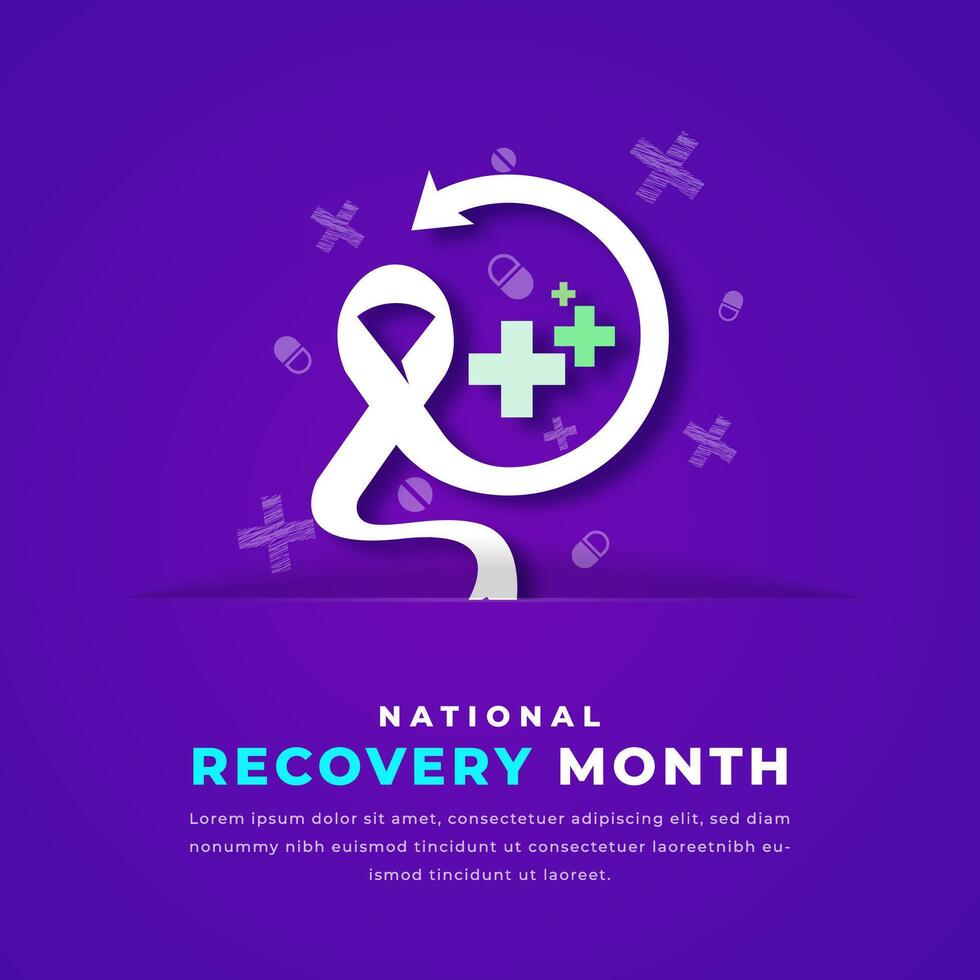 National Recovery Month Paper cut style Vector Design Illustration for Background, Poster, Banner, Advertising, Greeting Card