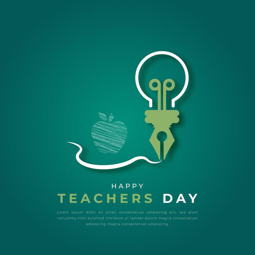 Happy Teachers Day Paper cut style Vector Design Illustration for Background, Poster, Banner, Advertising, Greeting Card