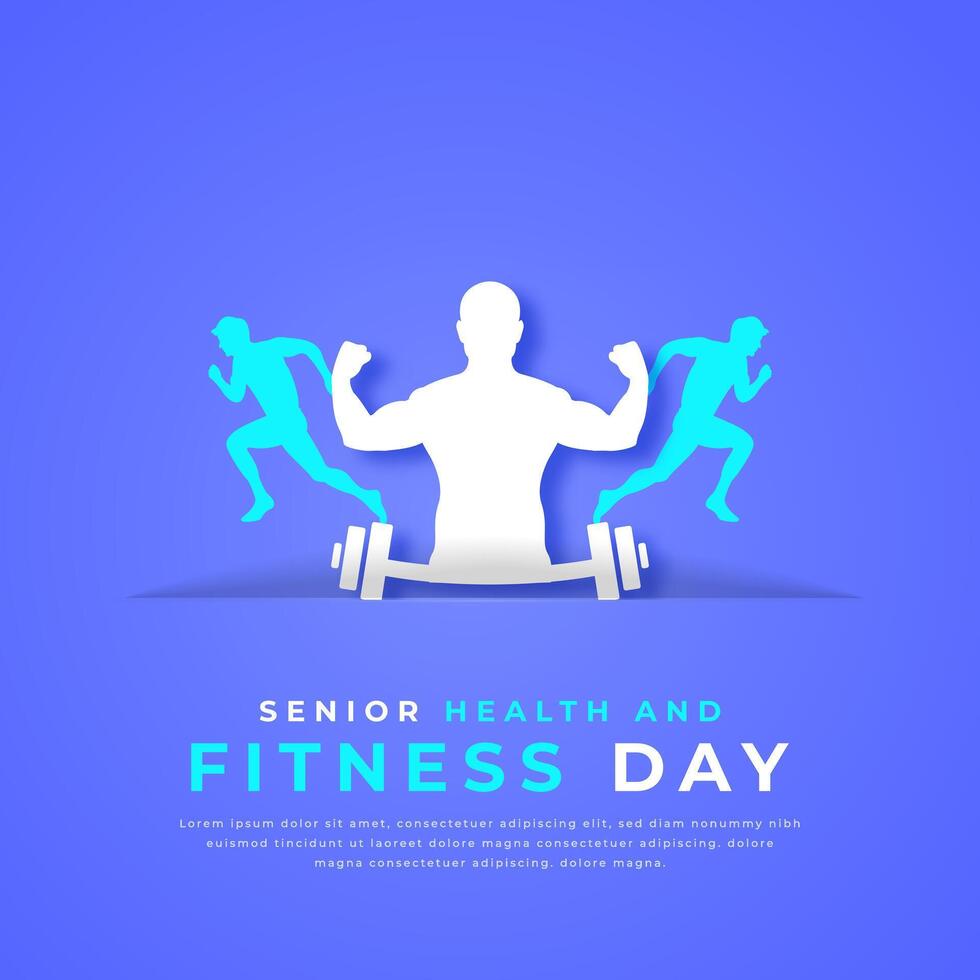 Senior Health and Fitness Day Paper cut style Vector Design Illustration for Background, Poster, Banner, Advertising, Greeting Card