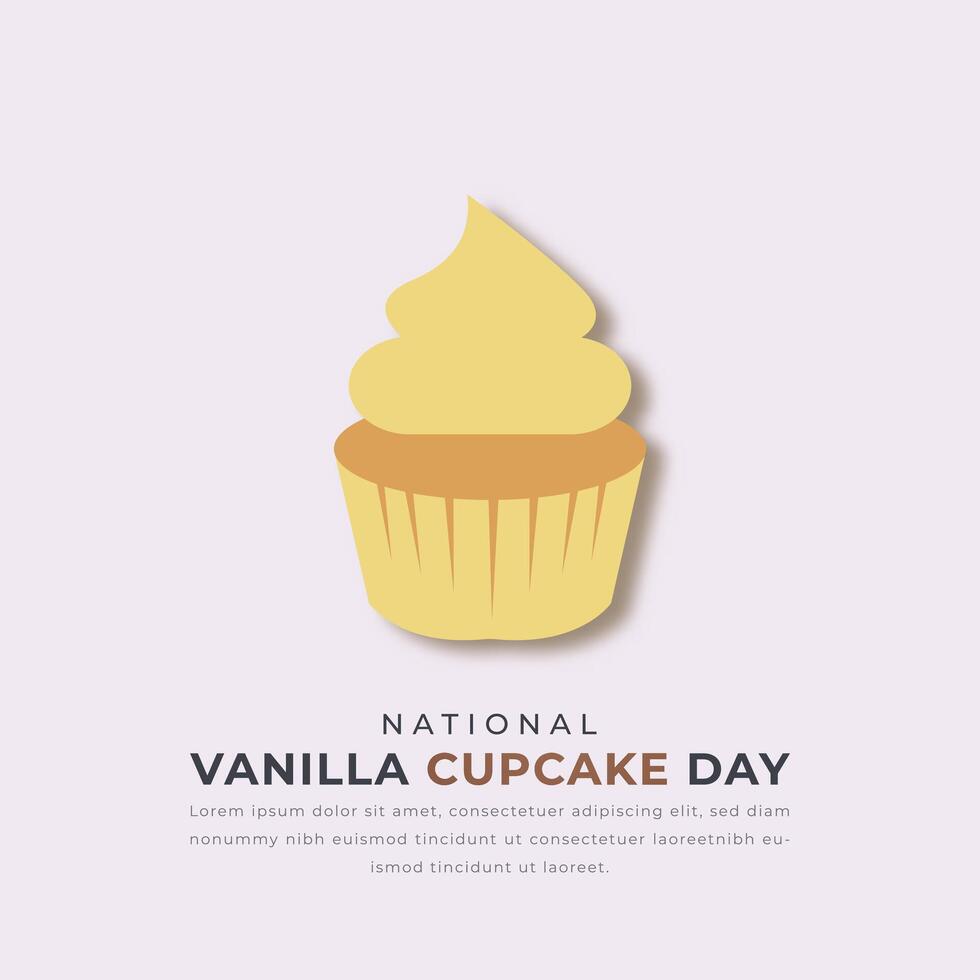 National Vanilla Cupcake Day Paper cut style Vector Design Illustration for Background, Poster, Banner, Advertising, Greeting Card