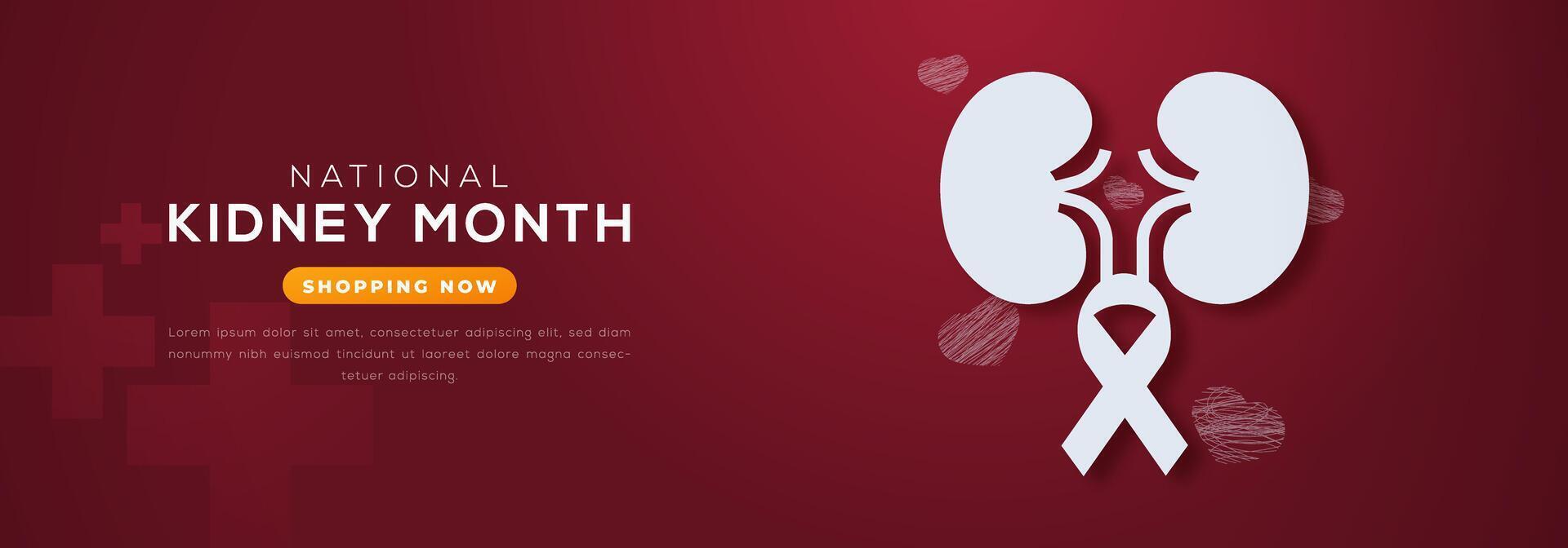National Kidney Month Paper cut style Vector Design Illustration for Background, Poster, Banner, Advertising, Greeting Card