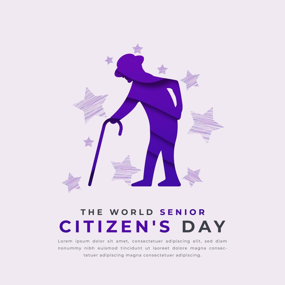 The World Senior Citizen's Day Paper cut style Vector Design Illustration for Background, Poster, Banner, Advertising, Greeting Card