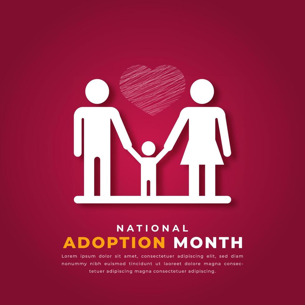 National Adoption Month Paper cut style Vector Design Illustration for Background, Poster, Banner, Advertising, Greeting Card