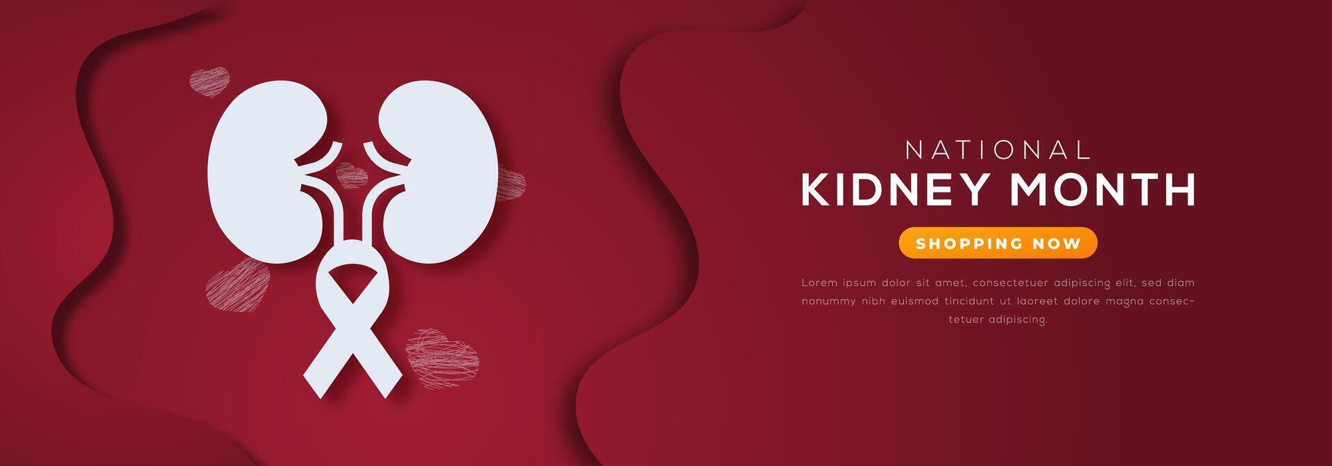 National Kidney Month Paper cut style Vector Design Illustration for Background, Poster, Banner, Advertising, Greeting Card