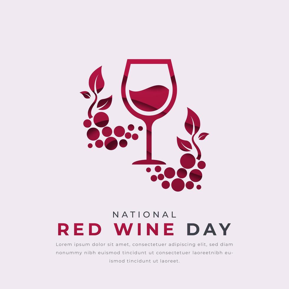 National Red Wine Day Paper cut style Vector Design Illustration for Background, Poster, Banner, Advertising, Greeting Card