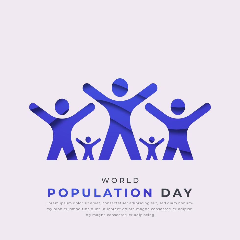 World Population Day Paper cut style Vector Design Illustration for Background, Poster, Banner, Advertising, Greeting Card
