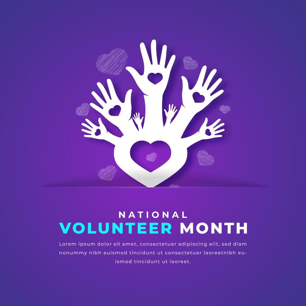 National Volunteer Month Paper cut style Vector Design Illustration for Background, Poster, Banner, Advertising, Greeting Card