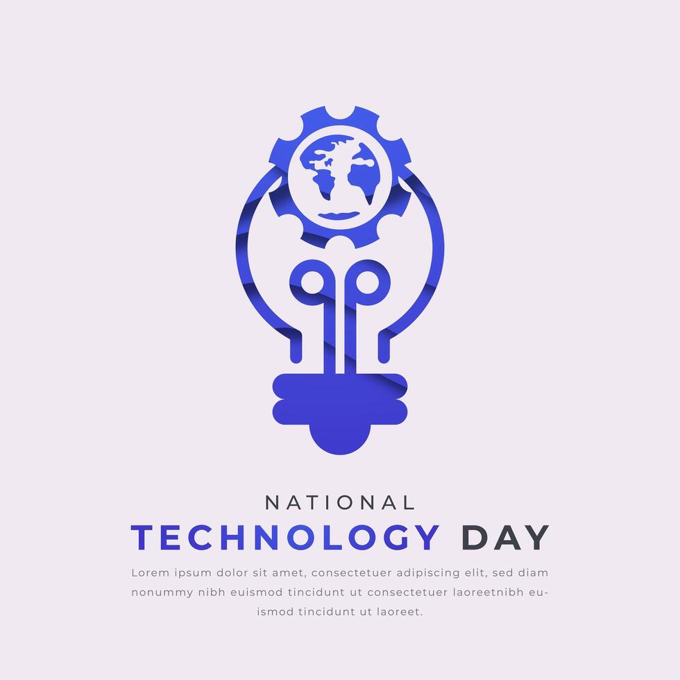 National Technology Day Paper cut style Vector Design Illustration for Background, Poster, Banner, Advertising, Greeting Card