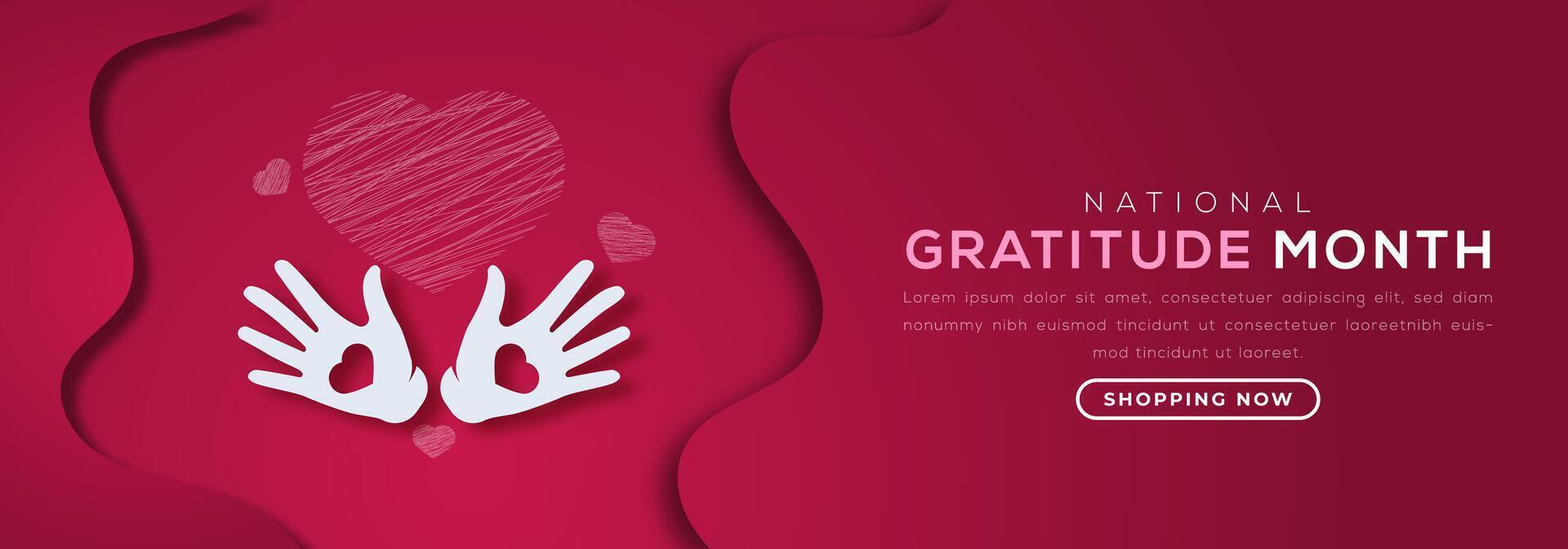 National Gratitude Month Paper cut style Vector Design Illustration for Background, Poster, Banner, Advertising, Greeting Card