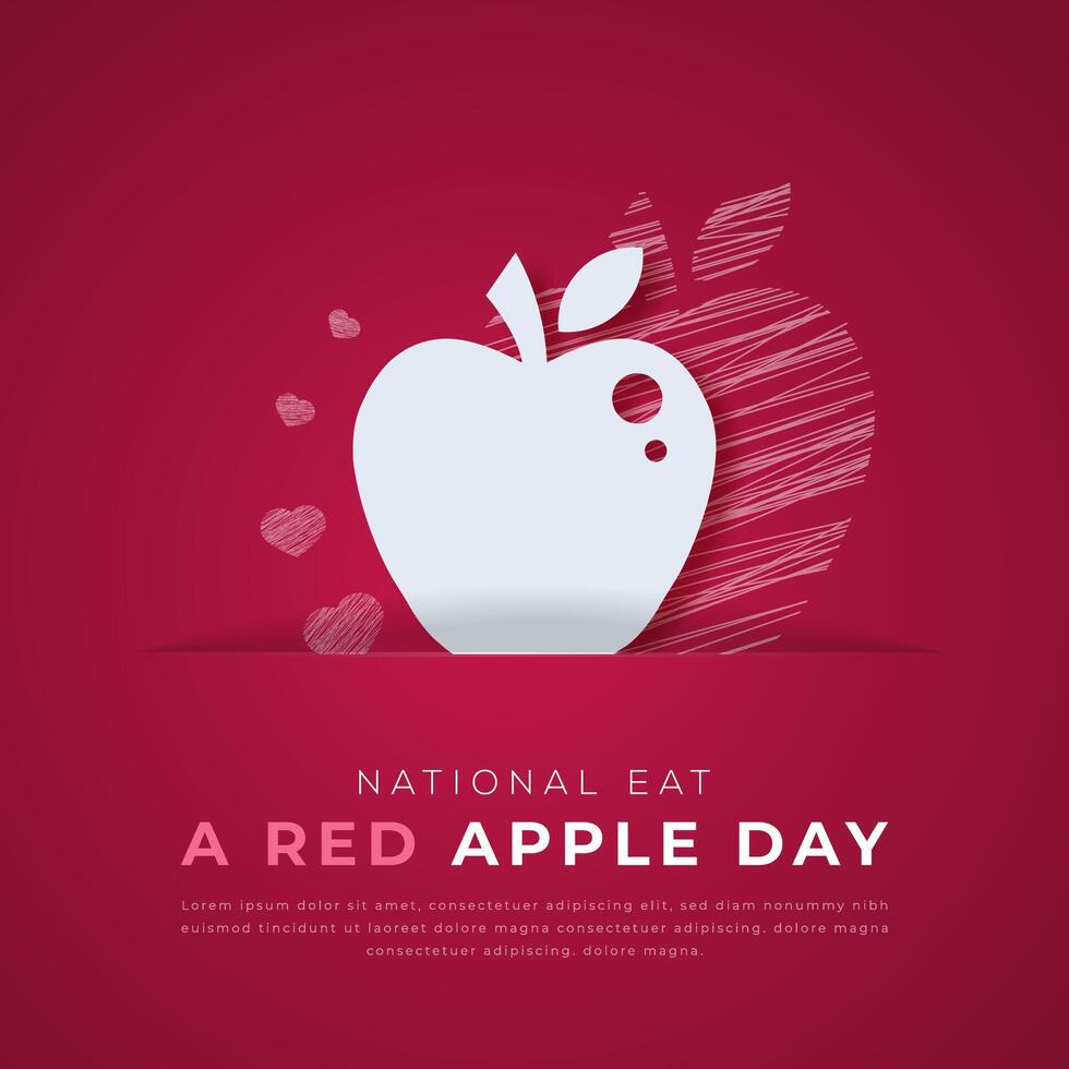 nacional comer un rojo manzana día papel cortar estilo vector diseño ilustración para fondo, póster, bandera, publicidad, saludo tarjeta