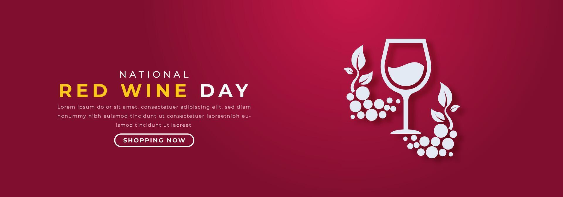 National Red Wine Day Paper cut style Vector Design Illustration for Background, Poster, Banner, Advertising, Greeting Card
