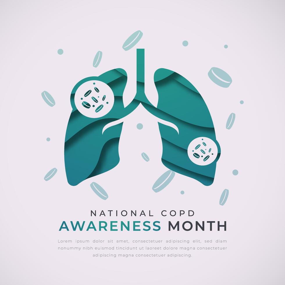 COPD Awareness Month Paper cut style Vector Design Illustration for Background, Poster, Banner, Advertising, Greeting Card