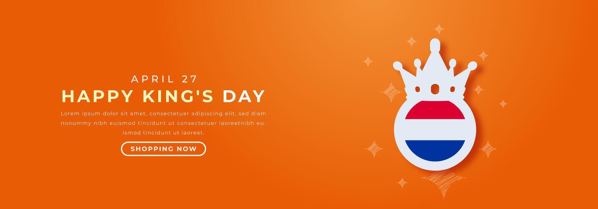 Happy King's Day Paper cut style Vector Design Illustration for Background, Poster, Banner, Advertising, Greeting Card