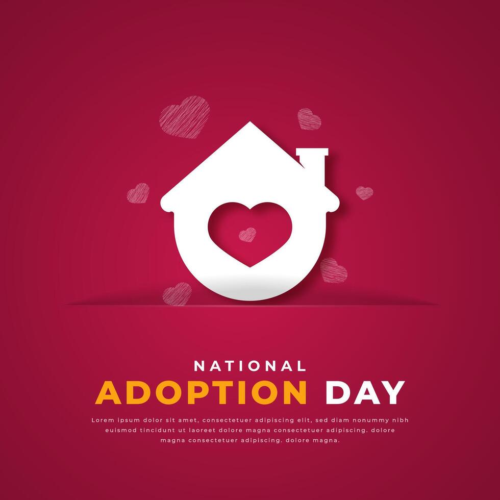 National Adoption Day Paper cut style Vector Design Illustration for Background, Poster, Banner, Advertising, Greeting Card