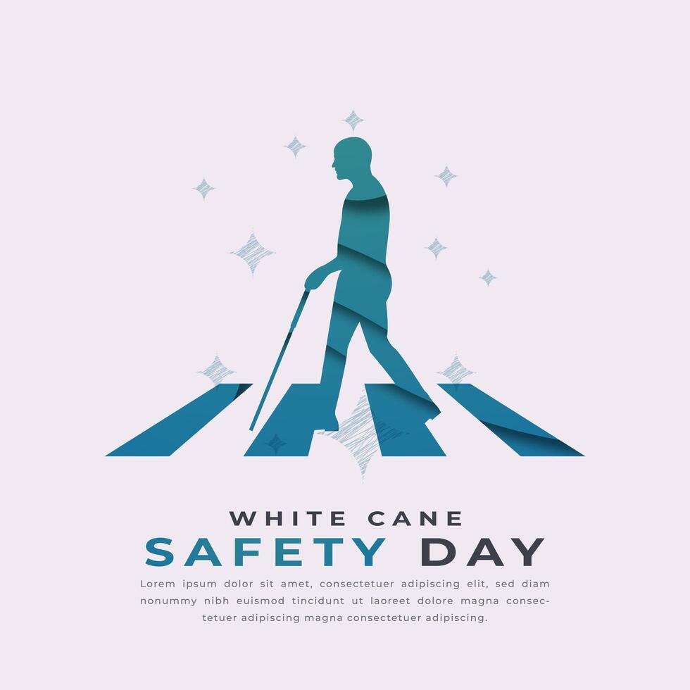 White Cane Safety Day Paper cut style Vector Design Illustration for Background, Poster, Banner, Advertising, Greeting Card
