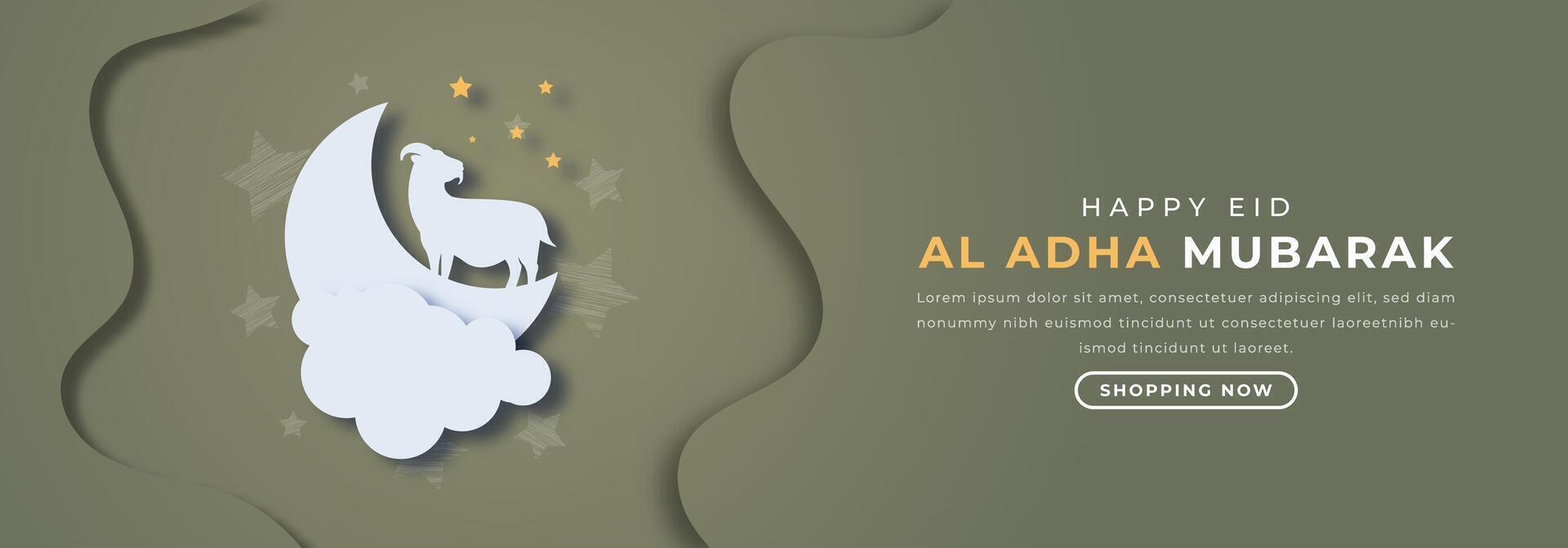 Eid Al Adha Mubarak Paper cut style Vector Design Illustration for Background, Poster, Banner, Advertising, Greeting Card