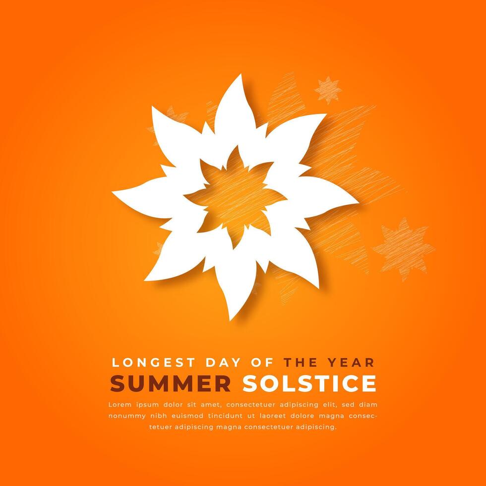 Summer Solstice. Longest Day of the Year Paper cut style Vector Design Illustration for Background, Poster, Banner, Advertising, Greeting Card