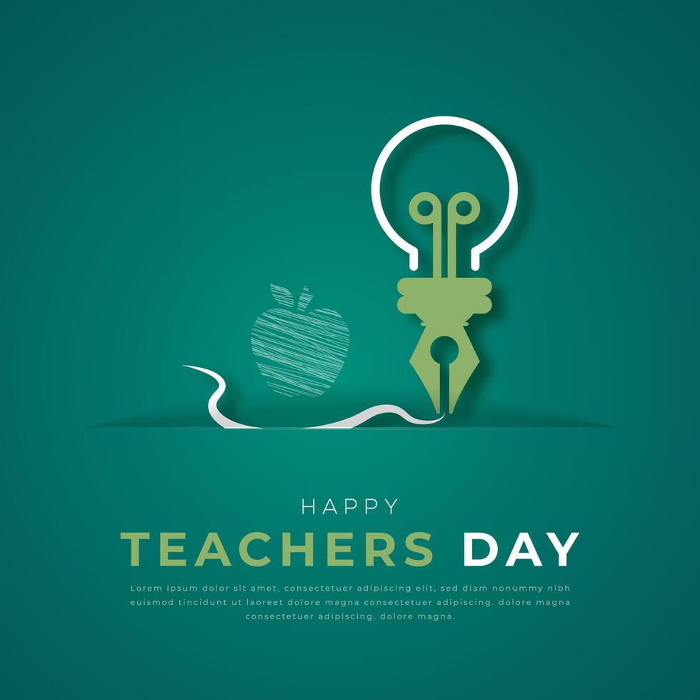 Happy Teachers Day Paper cut style Vector Design Illustration for Background, Poster, Banner, Advertising, Greeting Card