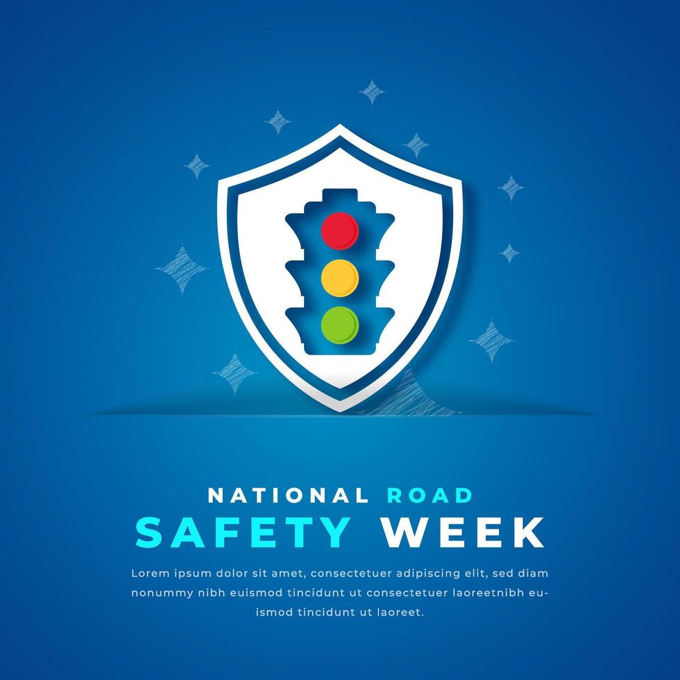 National Road Safety Week Paper cut style Vector Design Illustration for Background, Poster, Banner, Advertising, Greeting Card