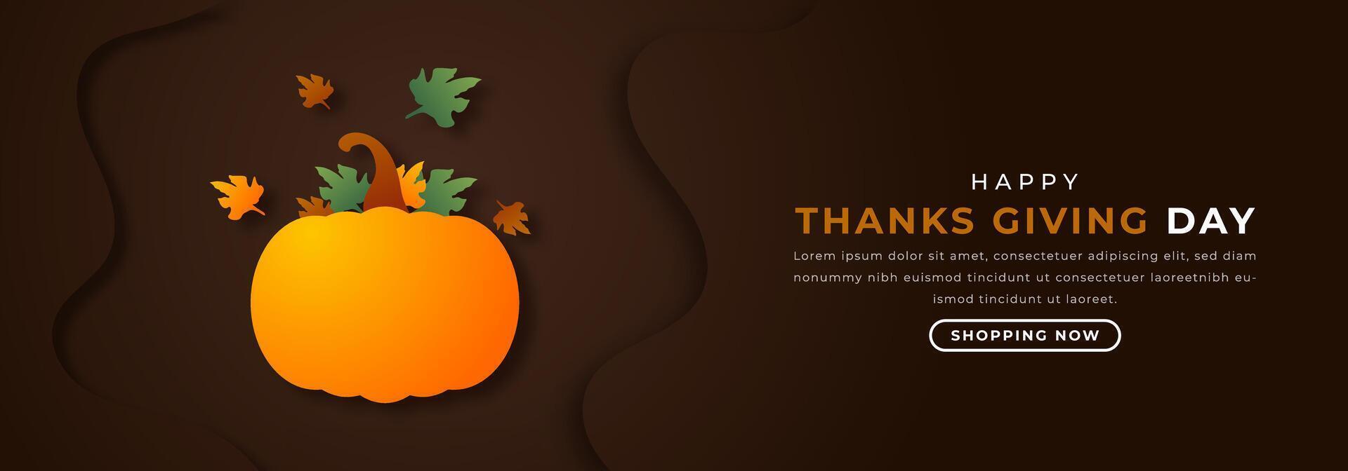 Happy Thanks Giving Day Paper cut style Vector Design Illustration for Background, Poster, Banner, Advertising, Greeting Card
