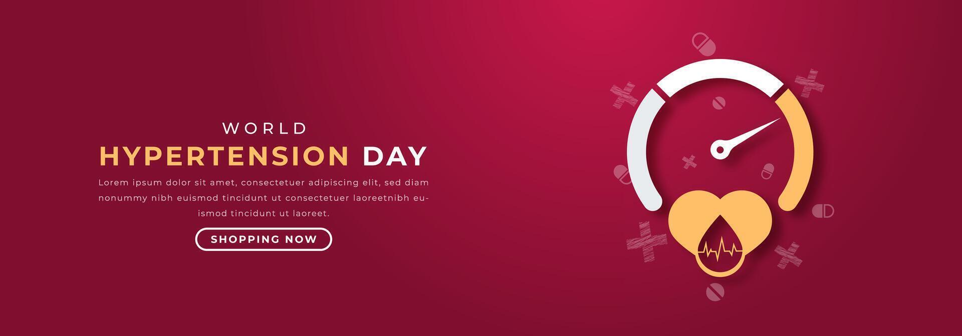 World Hypertension Day Paper cut style Vector Design Illustration for Background, Poster, Banner, Advertising, Greeting Card