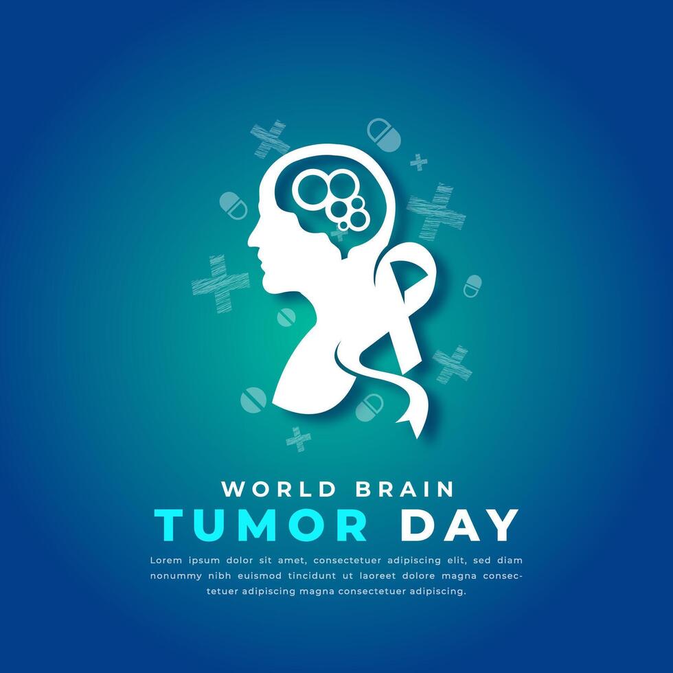 World Brain Tumor Day Paper cut style Vector Design Illustration for Background, Poster, Banner, Advertising, Greeting Card