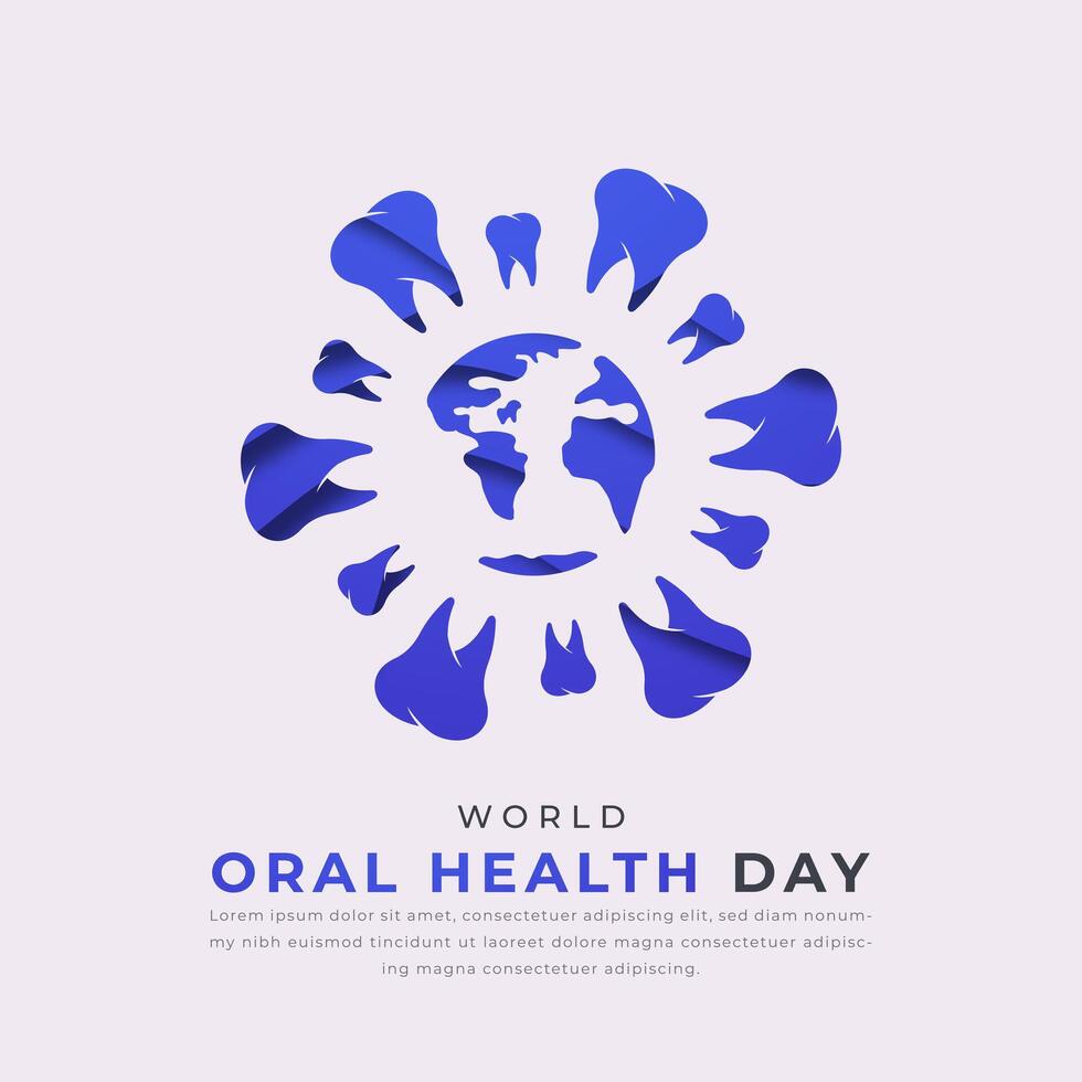 mundo oral salud día papel cortar estilo vector diseño ilustración para fondo, póster, bandera, publicidad, saludo tarjeta