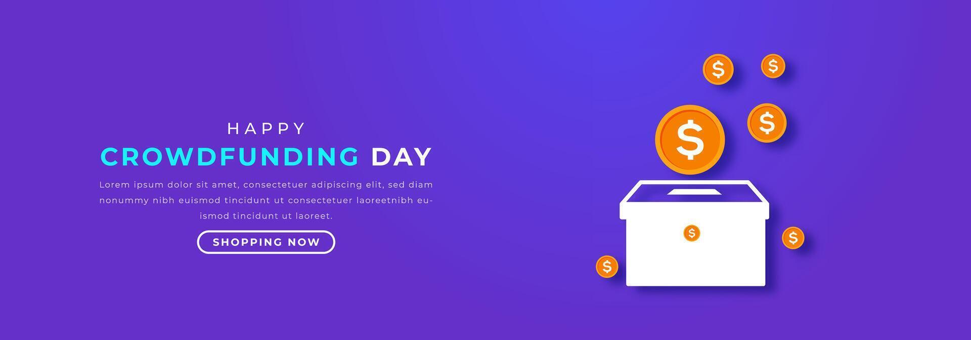 Crowdfunding Day Paper cut style Vector Design Illustration for Background, Poster, Banner, Advertising, Greeting Card