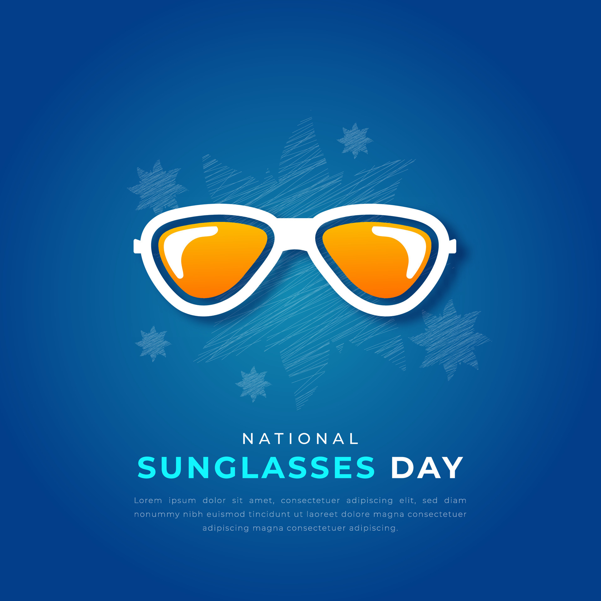 National Sunglasses Day Paper cut style Vector Design Illustration for