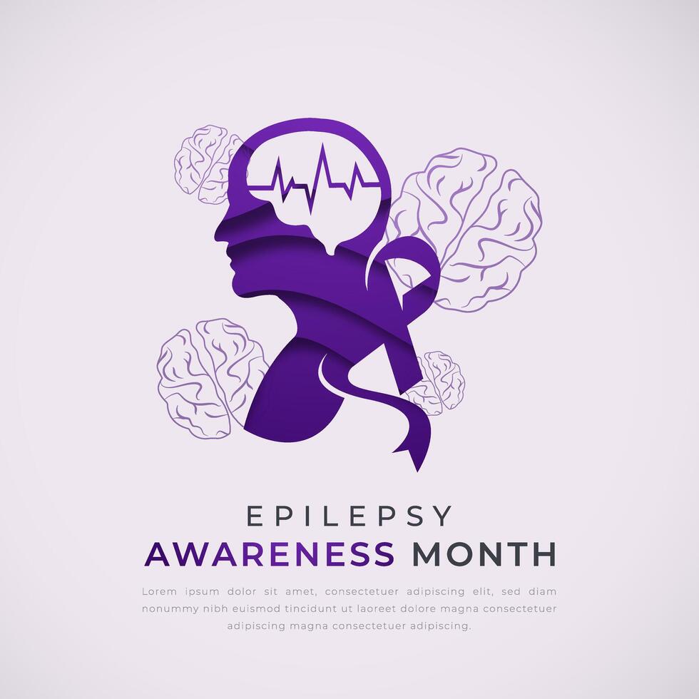 Epilepsy Awareness Month Paper cut style Vector Design Illustration for Background, Poster, Banner, Advertising, Greeting Card